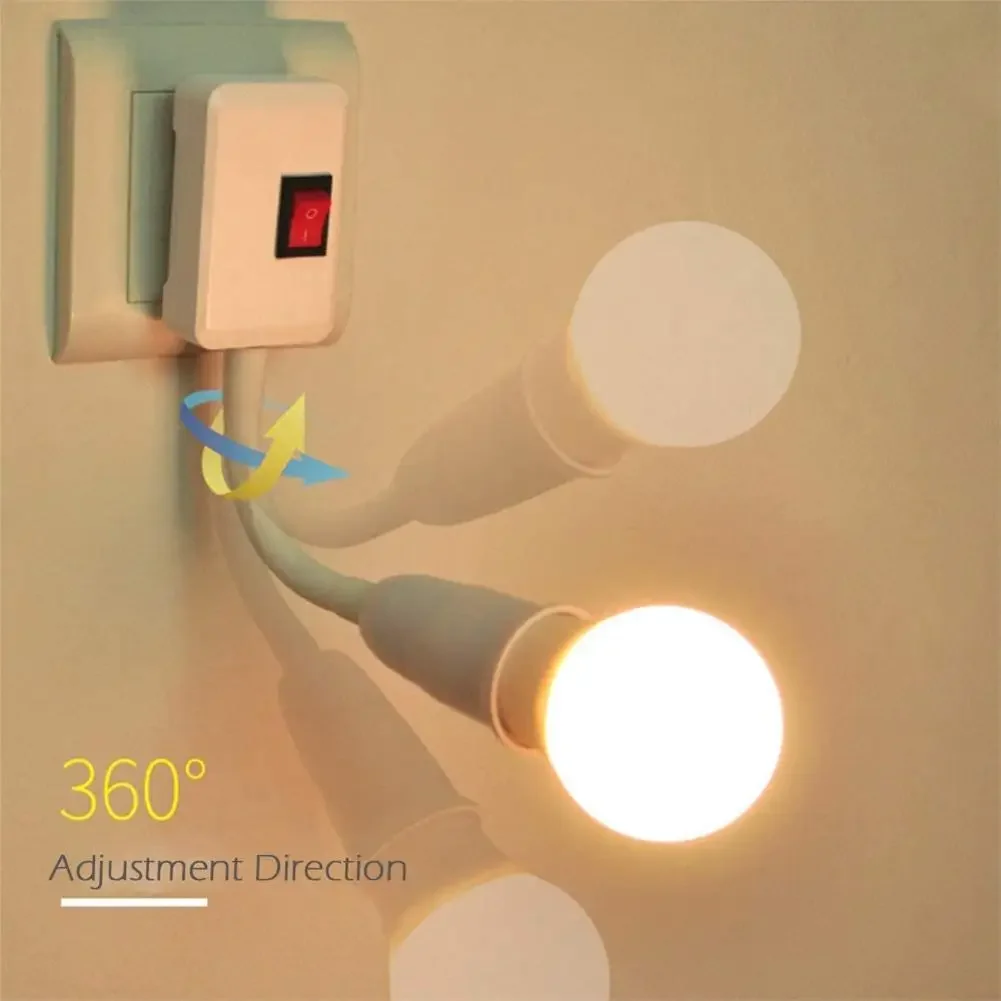 Stainless Steel E27 Lamp Base Flexible Bend Mobile Test Light Socket Light Adapter Plug Switch Wholesale