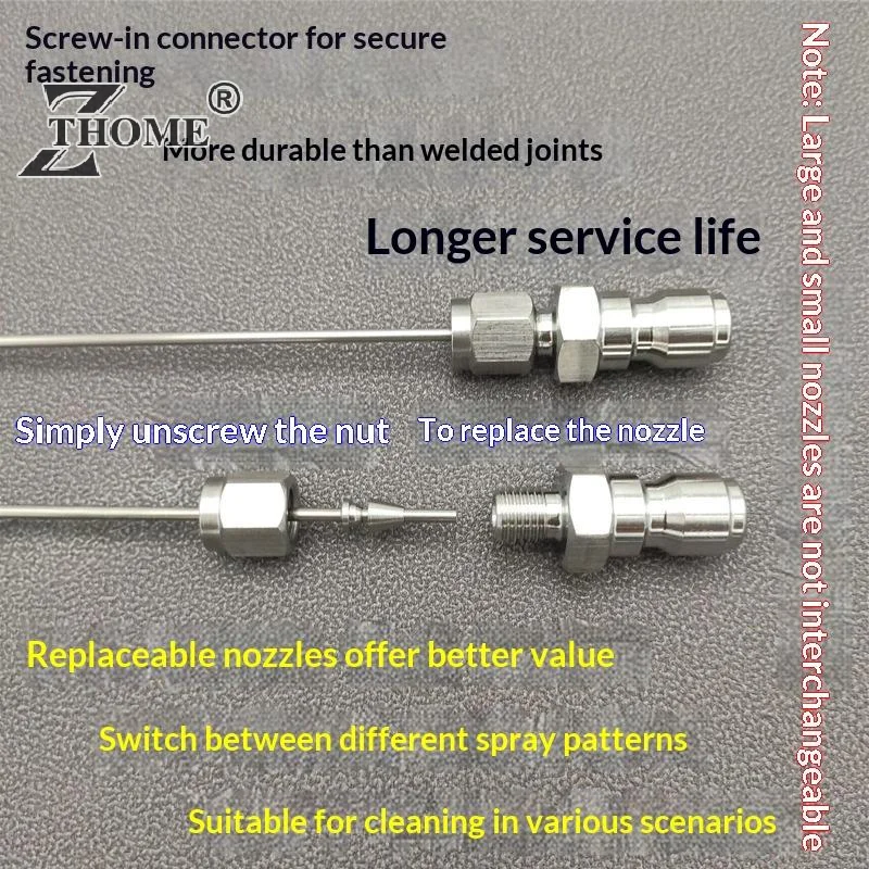 Screw-on Type High Pressure Cleaning Needle Nozzle 2/3mm Straight/Side Jet For Water Heater Tanks AC Units Cleaning Tool