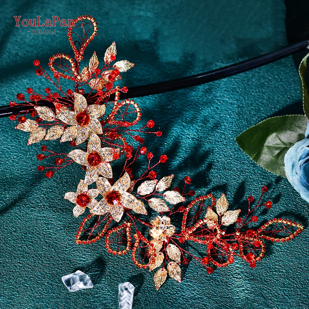 

YouLaPan Bridal Alloy Flower Headband Wedding Hair Accessories Rhinestone Crystal Women Headdress Banquet Party Headpiece HP282