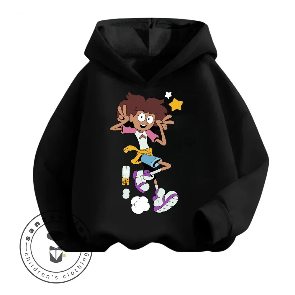 Amphibia Animated Cartoon Print Design Cute for Children's Skin-friendly Long Sleeve Hoodies for Autumn and Winter Seasons Style