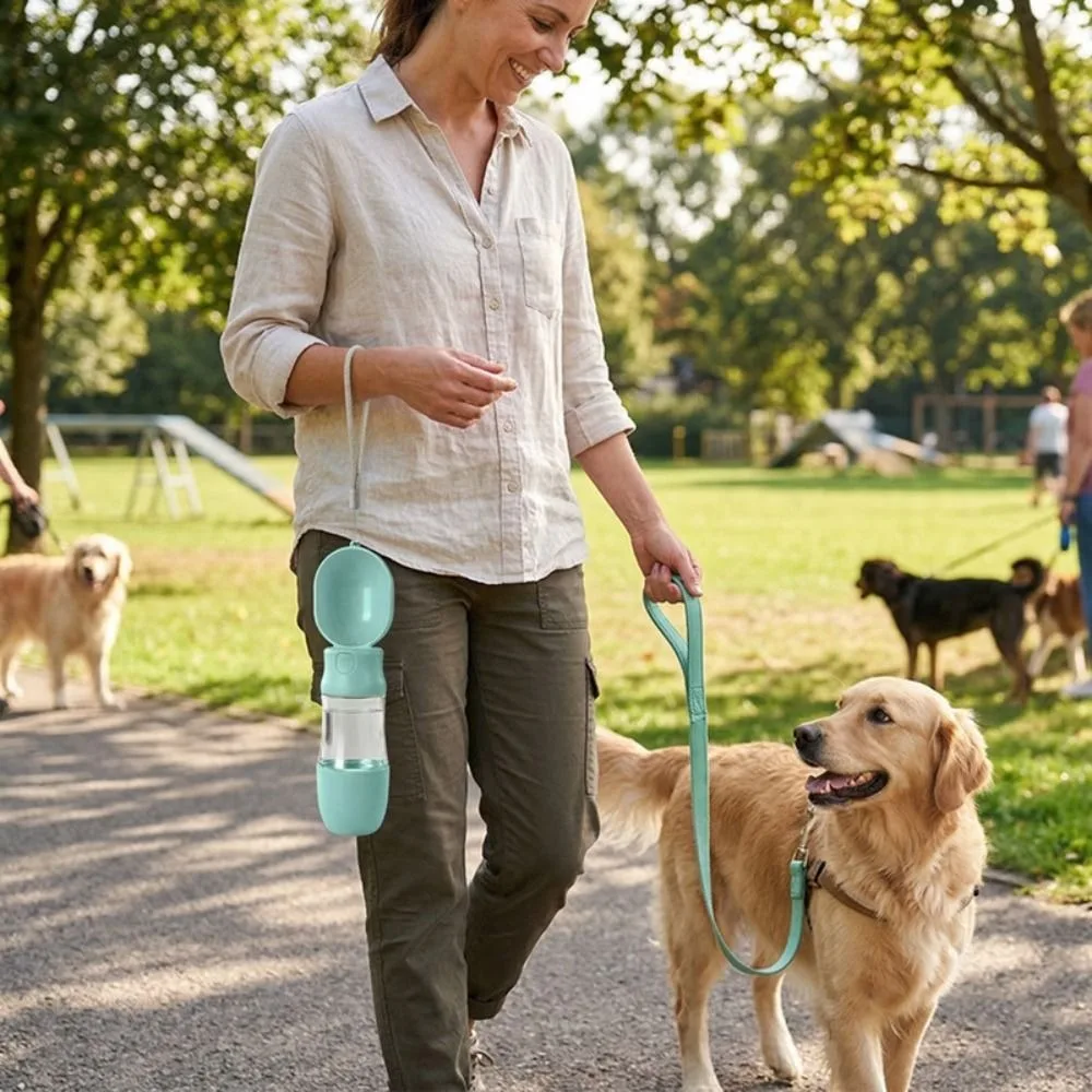 Leak-proof Outdoor Dog Water Bottle Sealed Detachable Pet Water Feeder with Filter Separate Wet and Dry Areas Dog Water Food Cup