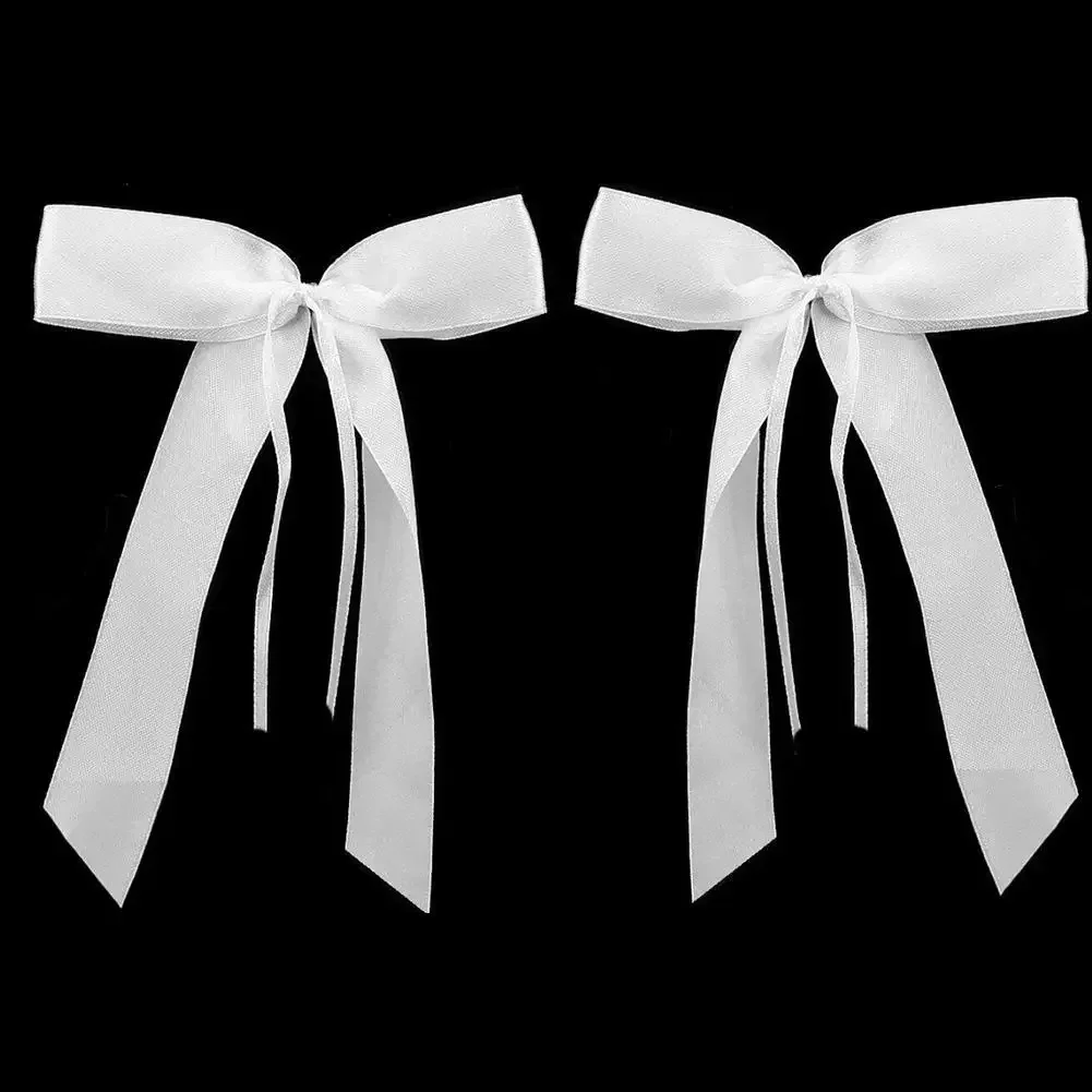 50pcs/set White Ribbon Bows Pull Loop Bowknot For Wedding Party Cars Chair Decoration Car Door Handle Decoration NEW