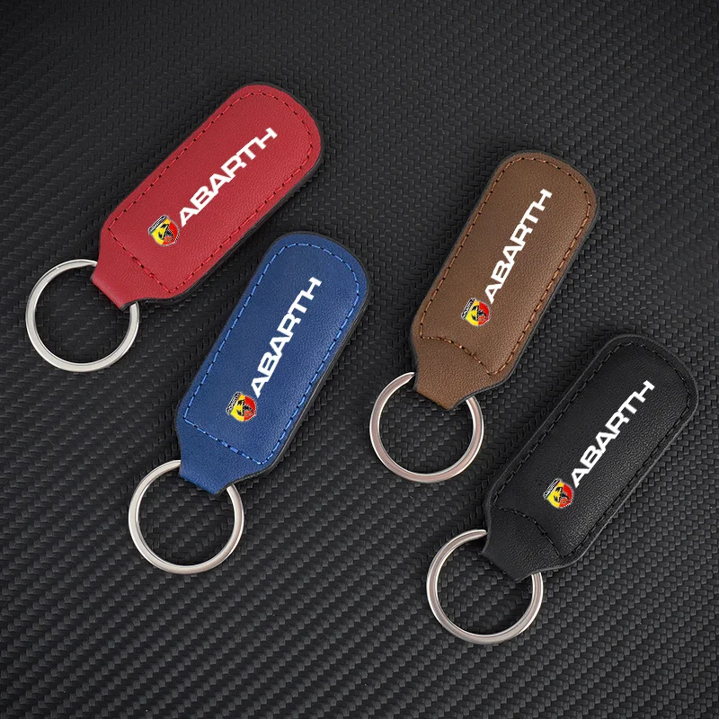 

Leather Man Keyring Women Luxury Car Keychain Pendant For Fiat Abarth 124 spider 500 595 695 C Key Chain Decoration Accessories