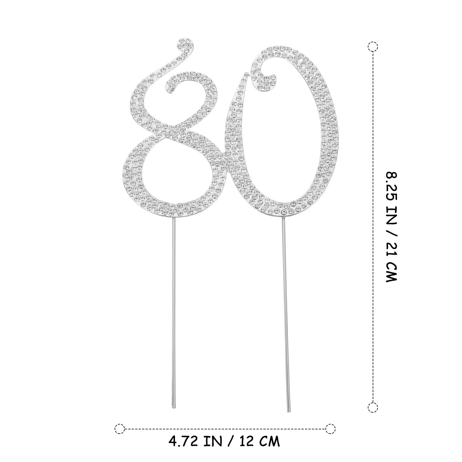

80Th Birthday Cake Topper Alloy Rhinestone Decor For Party Dessert Decoration Cake Topper Ornament Suitable Most Cakes