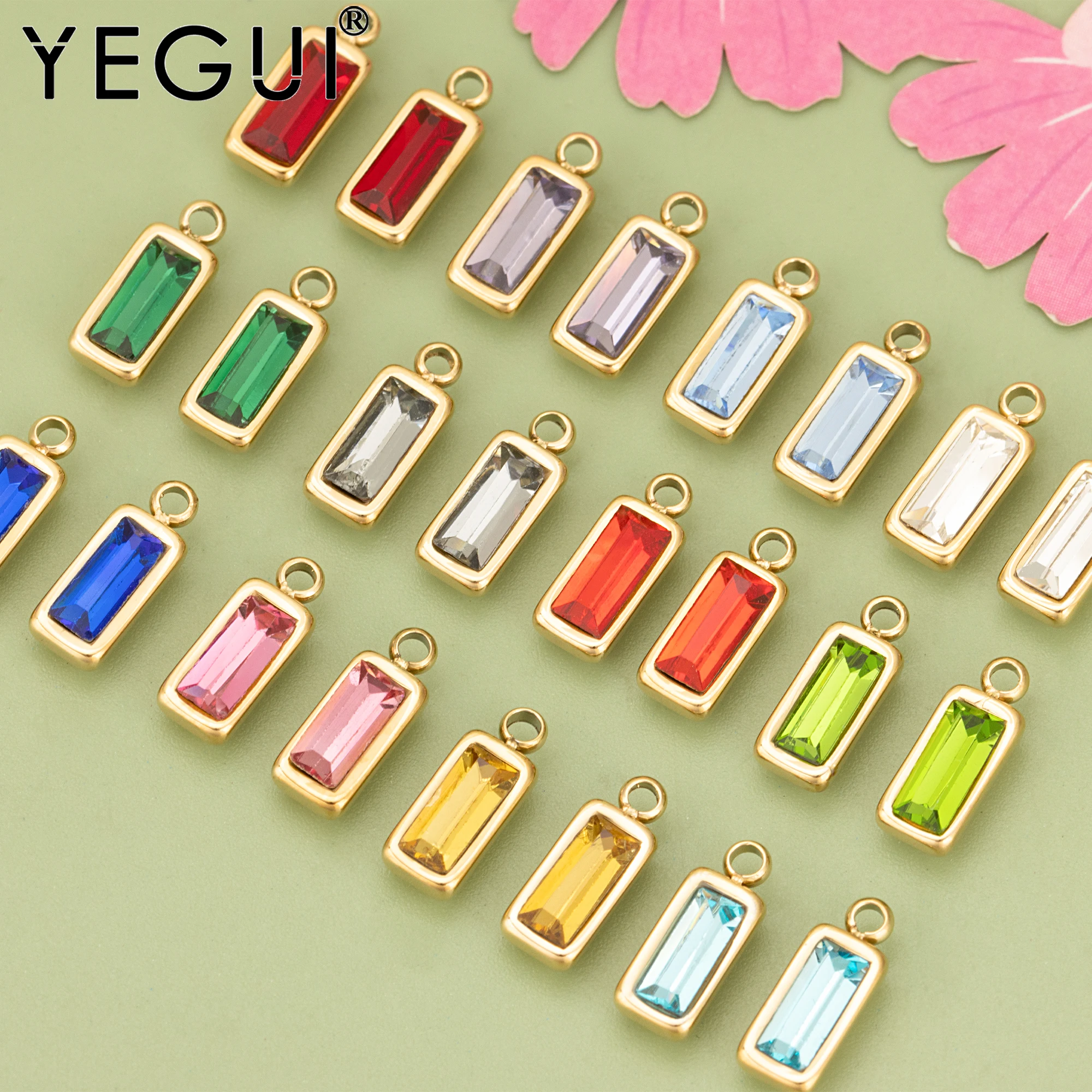 

YEGUI MF10,jewelry accessories,316L stainless steel,nickel free,zircons,hand made,charms,diy pendants,jewelry making,4pcs/lot