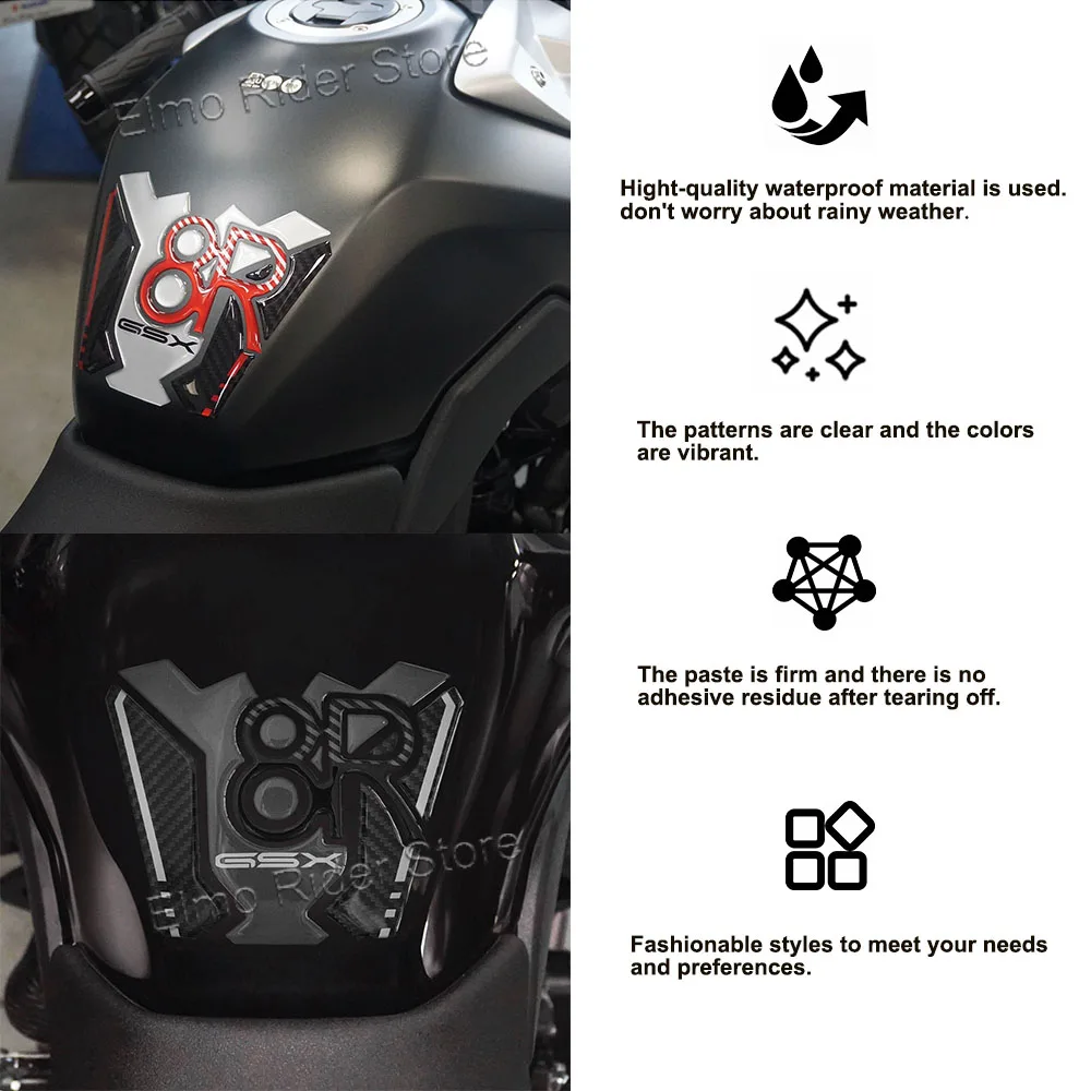 Tanque pad adesivos kit para motocicleta, proteção de resina 3D, impermeável, anti-risco, protetor para Suzuki GSX 8R, 2024