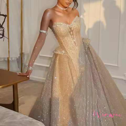 Sweetheart Collar sleeveless A-LINE beaded women evening dress dresses for special occasions