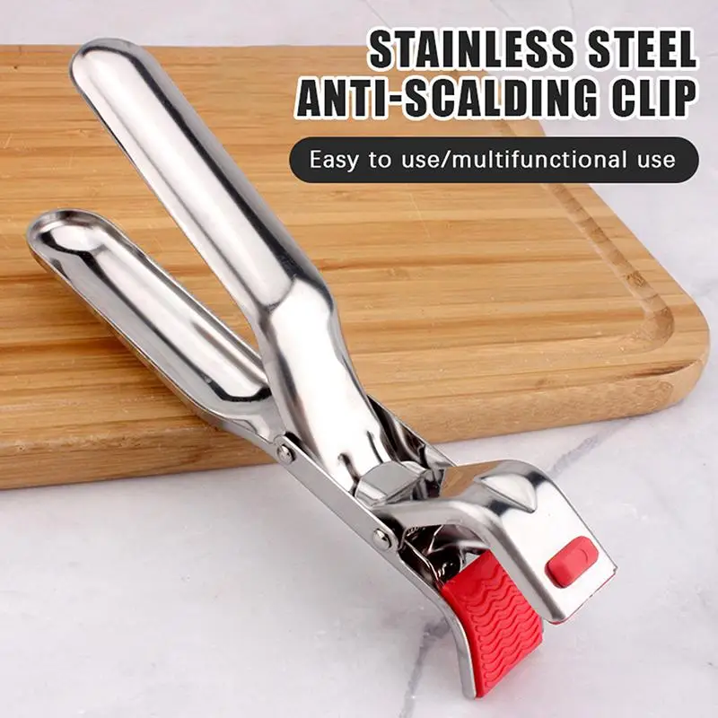 Non-slip Silicone Tip Stainless Steel Anti-scalding Clip Heat Resistant Kitchen Tongs for Home Cooking Grilling Serving