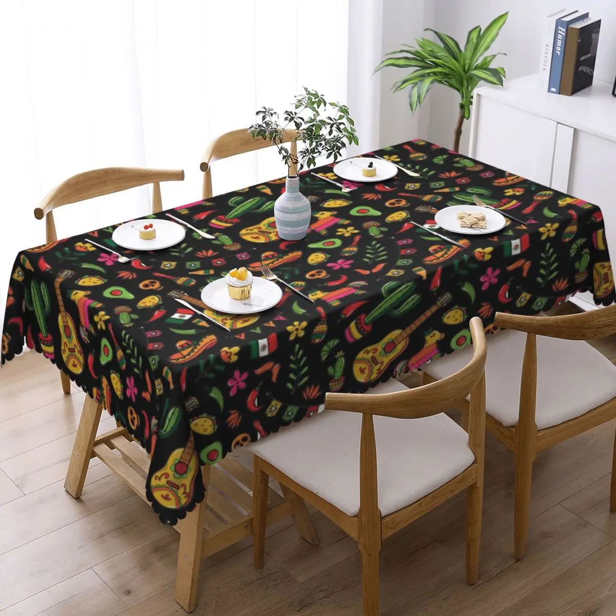 Customized Rectangular Traditional Mexican Day Tablecloth Fit 40