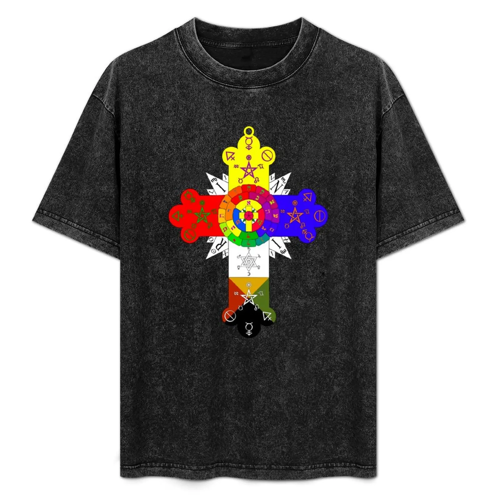 

Rosy Cross Lamen - Rosicrucian T-Shirt blue lock vintage Clothing mens clothes