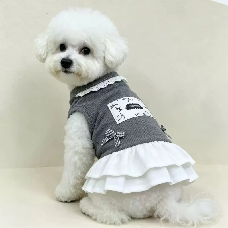 Vestido verano encaje lazo para perros pequeños y gatos Bichón - imagen 3