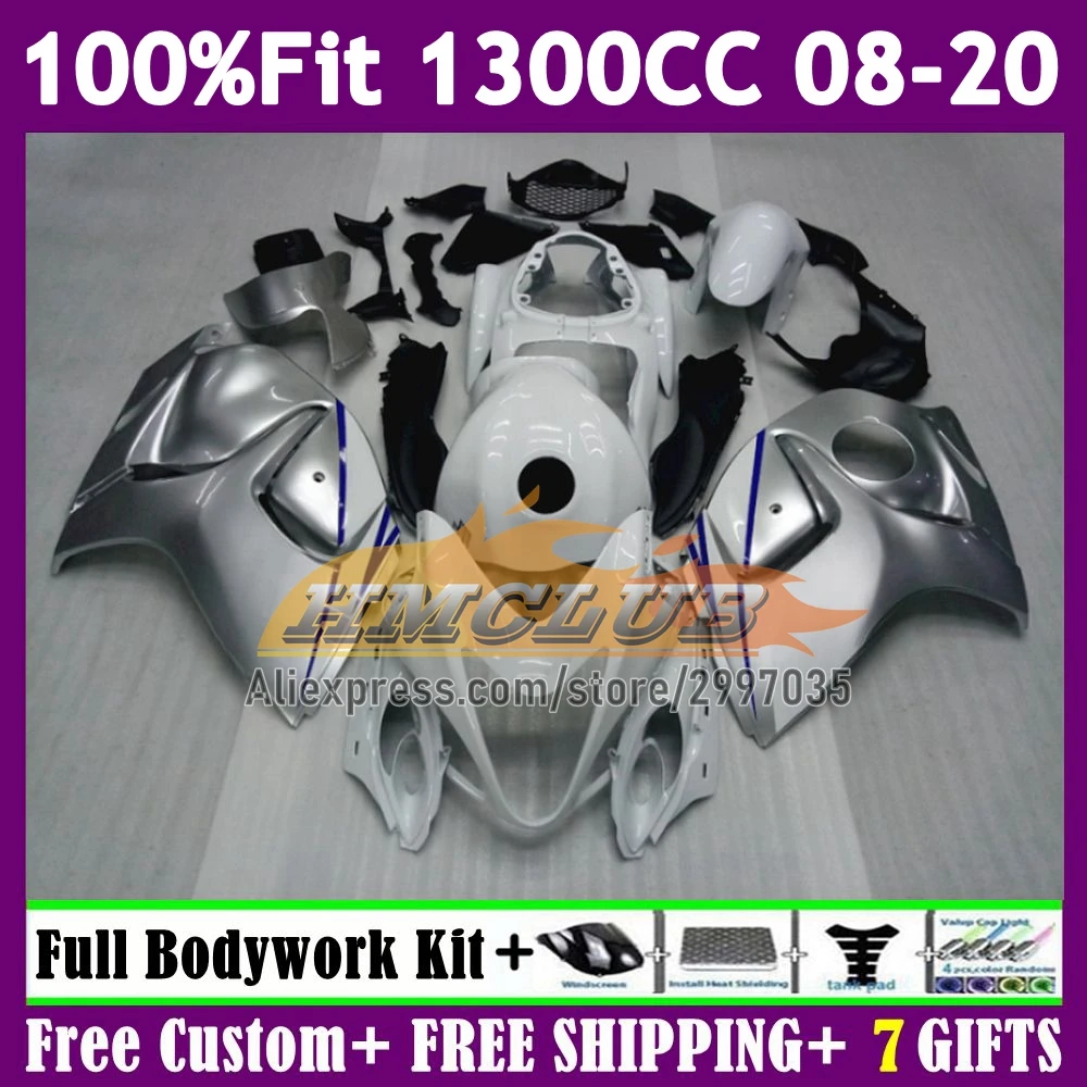 OEM Body For SUZUKI Hayabusa GSXR-1300 GSXR 1300 CC 162No.92 silver blk GSXR1300 08 09 10 11 12 13 14 15 16 17 18 19 20 Fairing