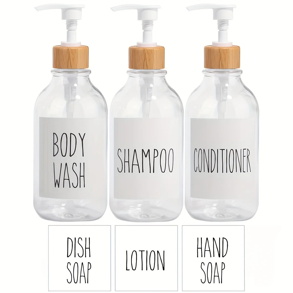 

Дозатор для шампуня и кондиционера — набор из 3-16 унций многоразового дозатора для бутылок с насосом для ванной комнаты с 6 водонепроницаемыми наклейками