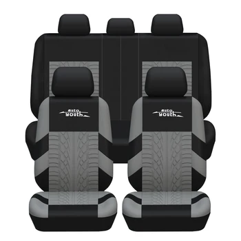 Fake Brand Embroidery Car Seat Covers Full Set Universal Fit Most Cars Styling Covers with Rubber Track Detail
