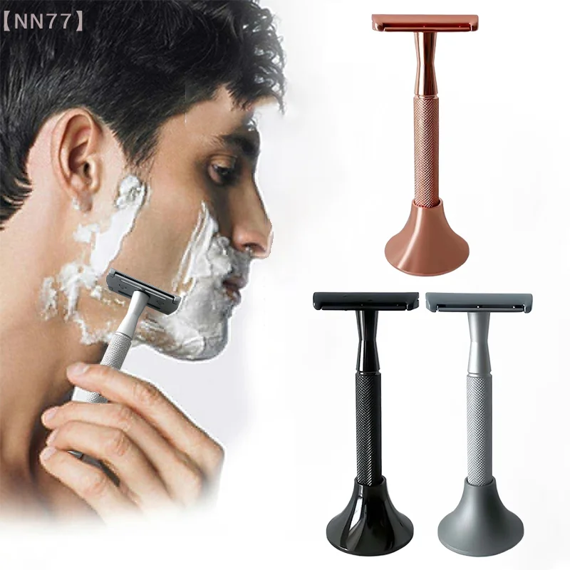 ماكينة حلاقة كلاسيكية للرجال لإزالة الشعر الخفيف، ماكينة حلاقة بحافة مزدوجة من سبائك الألومنيوم، شفرات حلاقة آمنة للوجه