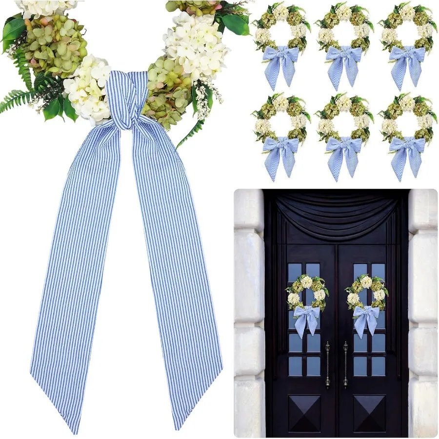 

6 шт. пояс-венок для входной двери, синий, белый, хлопчатобумажный пояс для декора входной двери, аксессуары для свадебной вечеринки, уличная кухня, кабина