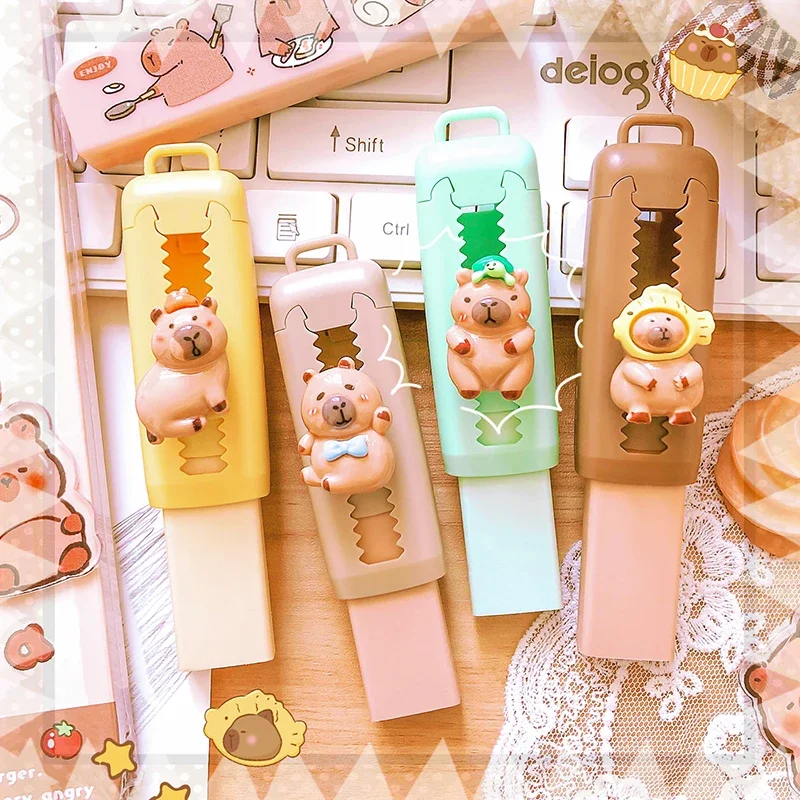 

4pcs/set Kawaii Stationery Aesthetic Stationery Office Supplies School Items Gift for Kids Eraser Cute Capybara Funny Rubber