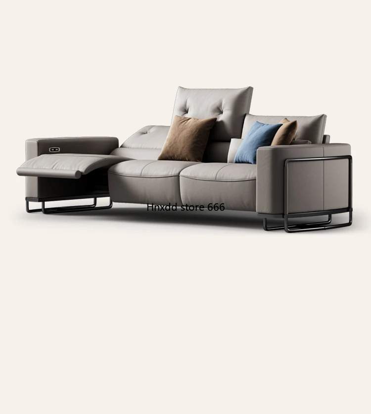 Italian all-leather electric sofa with one-character high backrest adjustable