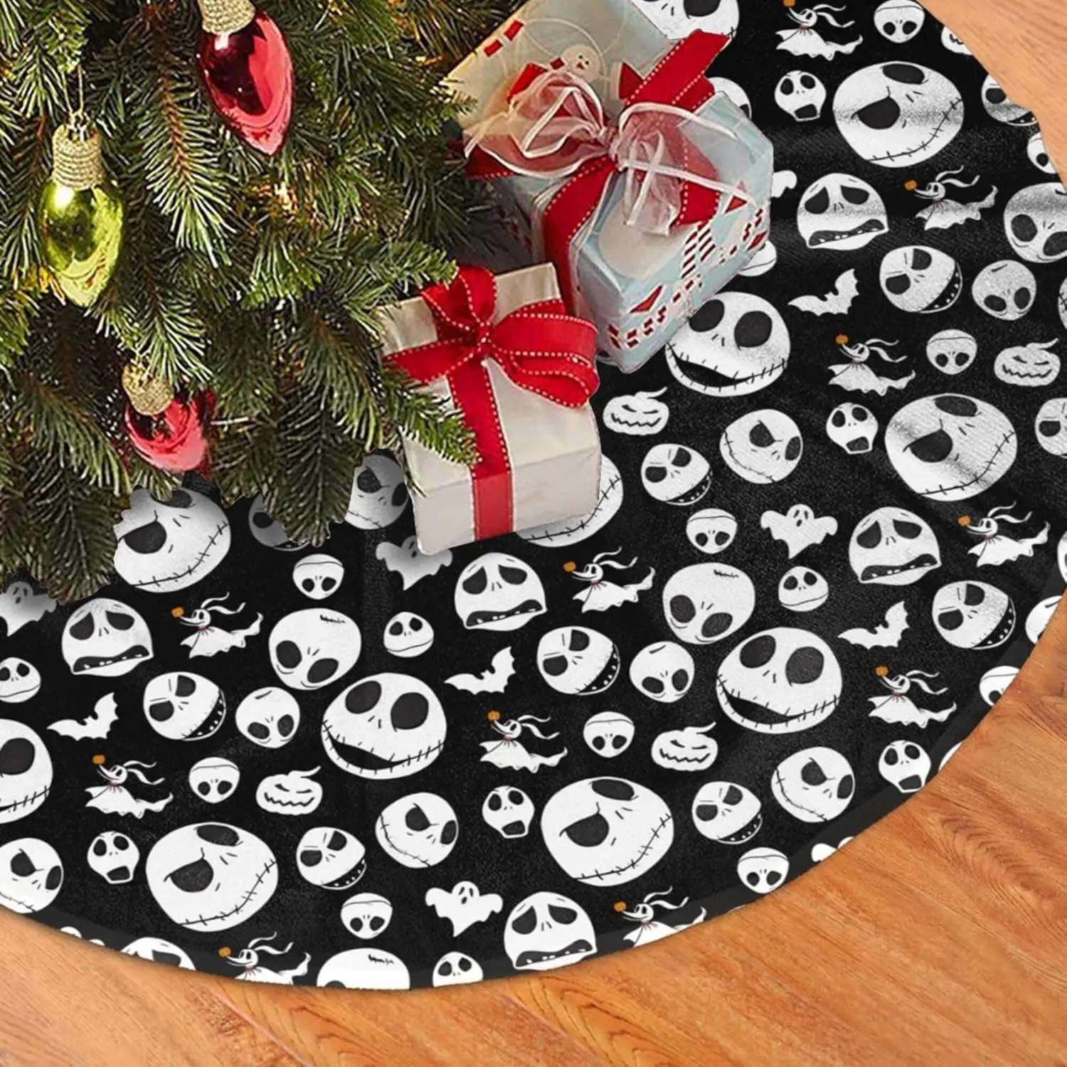 Halloween Tree Skirt 48 Inches for Halloween Thanksgiving Xmas New Year Decor Mat Party Holiday Home Occasion Decorations Suppli