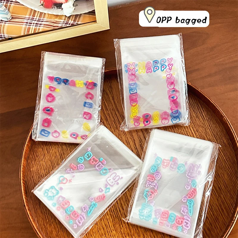 20/50/100Pcs Kawaii Transparent Sleeves Cute Photocard Sleeves Idol Photo Protective Storage Bag Graffiti Self-adhesive Bag