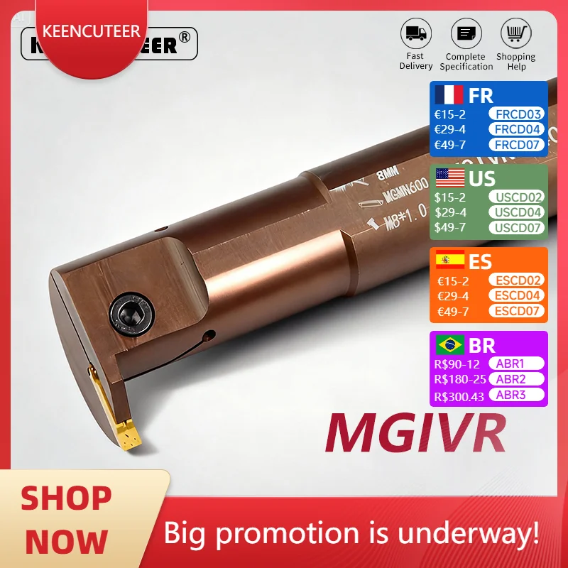 

MGIVR2016 MGIVR2520 MGIVR3125 Internal Turning Toolsl Holder CNC Slotting Turning Tool Spring steel Boring Bar