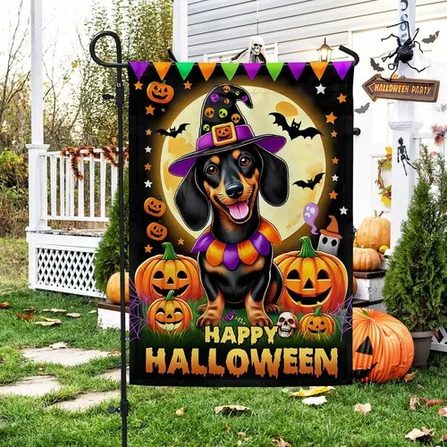 Dachshund Dog Happy Halloween Flag Graden Flag UUI GGX