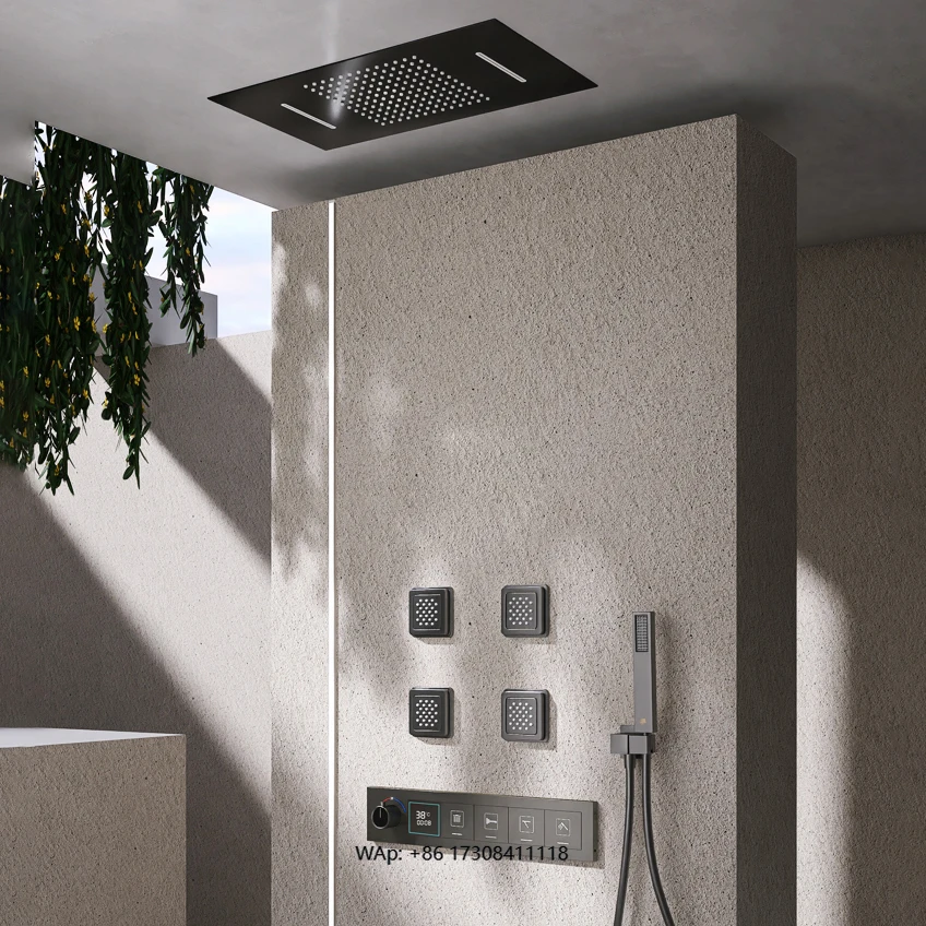 

New Design Intelligent LED Digital Display Concealed 4 Functions Bathroom Thermostatic Shower Mixer Set