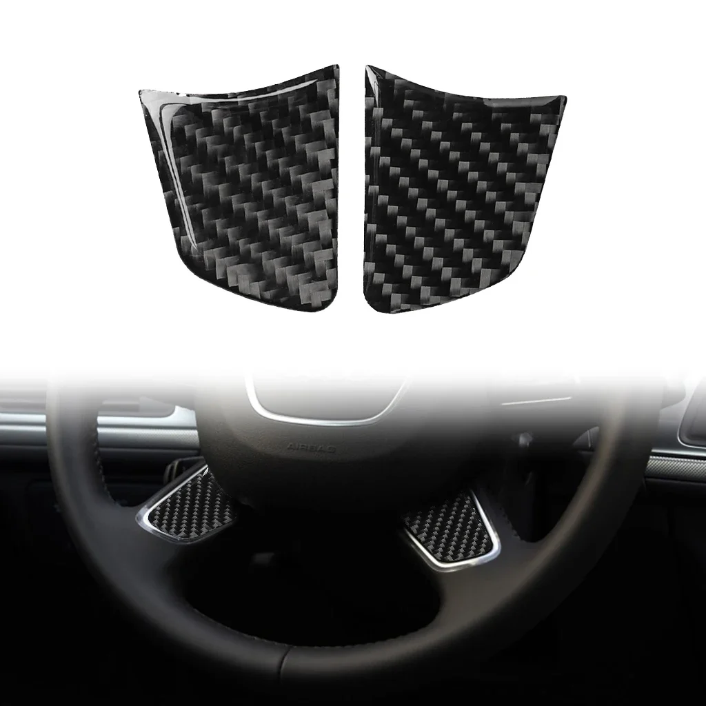 2x Car Steering Wheel Trim Carbon Fiber Sticker Cover Decoration Accesorios Para El Coche For Audi A6 C7 A6L 2013 2014 2015 2016