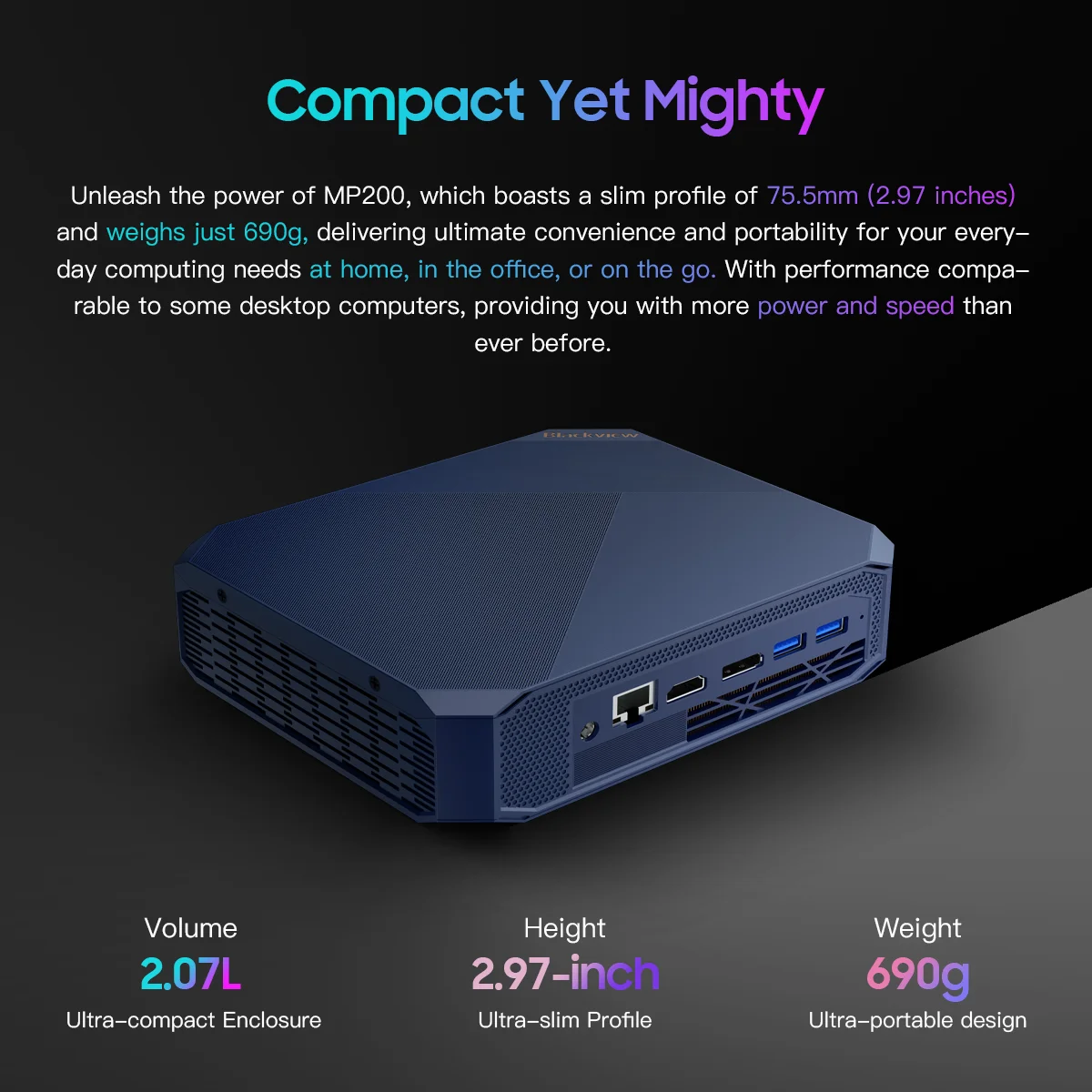 Blackview MP200 11th Gen Intel I5-11400H Window 11 Mini PC Up To 4.5GHz 16GB DDR4 512GB SSD WiFi 6 4K DH Desktop Computer