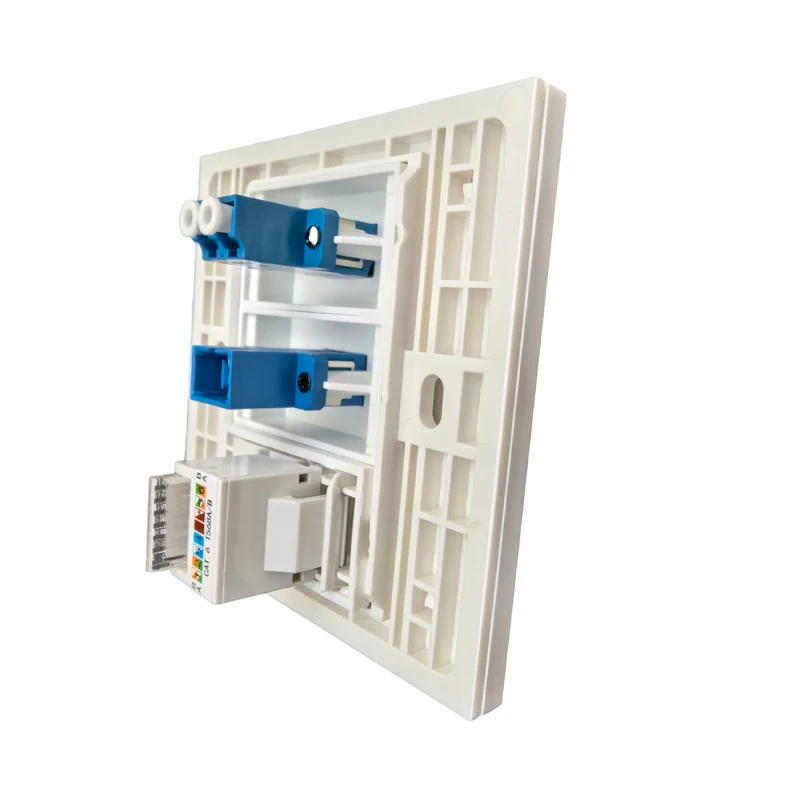 CAT6 RJ45 Soket LAN SC UPC APC Serat Optik SC Pelat Dinding Mode Tunggal dengan Steker Konektor Panel Optik LC Dupleks untuk Jaringan