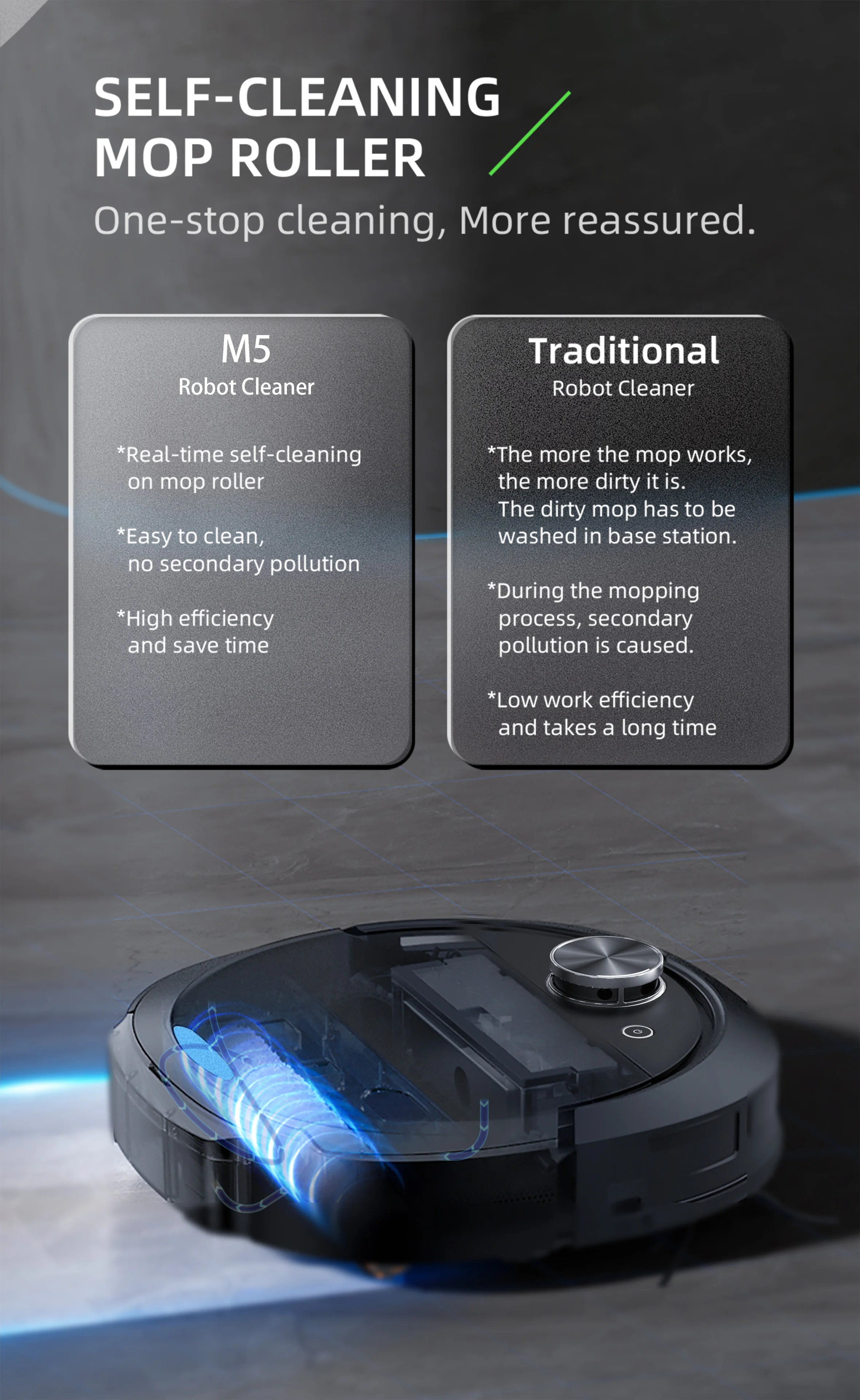 Robot Vacuum And Mop With High Efficiency Floating Vacuum Suction Port