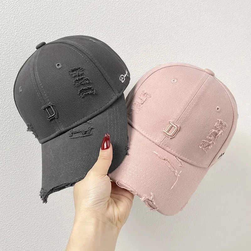 ins new summer ripped D letter baseball cap children's hard top Korean version casual versatile sunshade cap men's tide