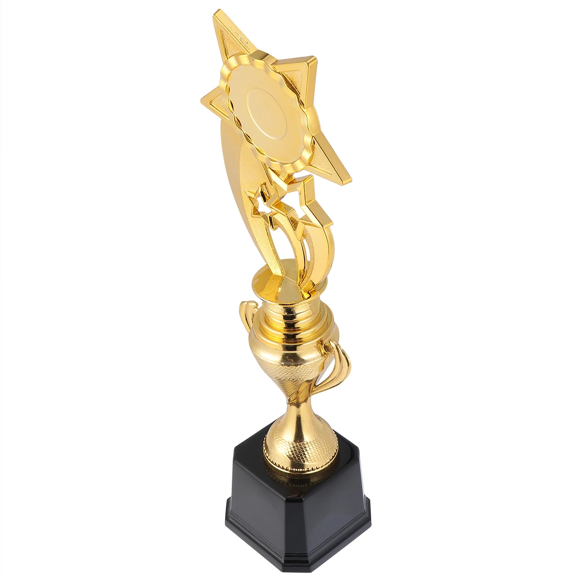 

1pc Plastic Pentagram Trophy Kids Competition Game Prize Party Favor Award Ceremony Souvenir Classroom Reward Bright Golden Cup
