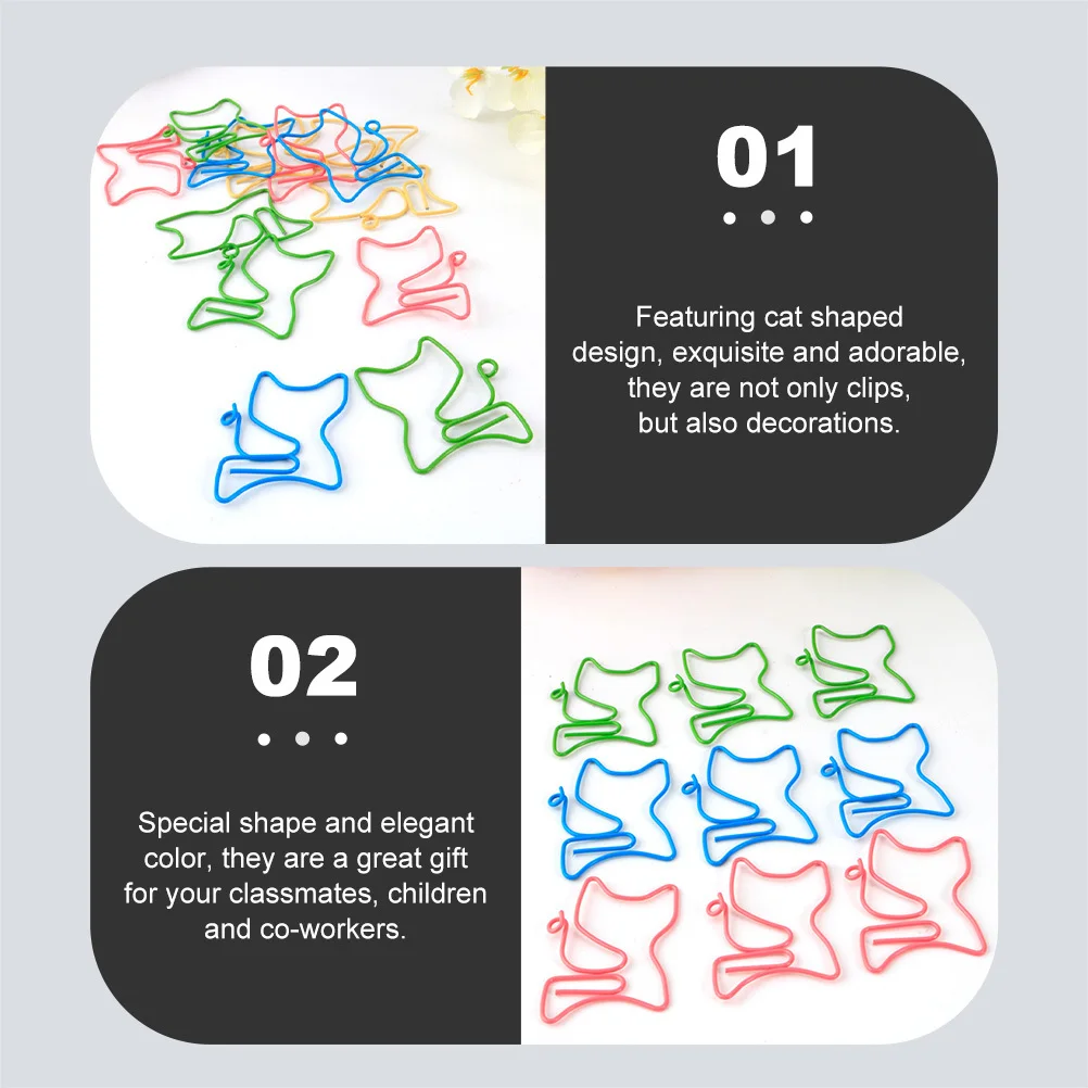 50 قطعة مقاطع المرجعية على شكل قطة قسط المعادن الحيوان تصميم ورقة المشابك لملفات الملاحظات الكتب مكتب مدرسة لوازم مكتبية