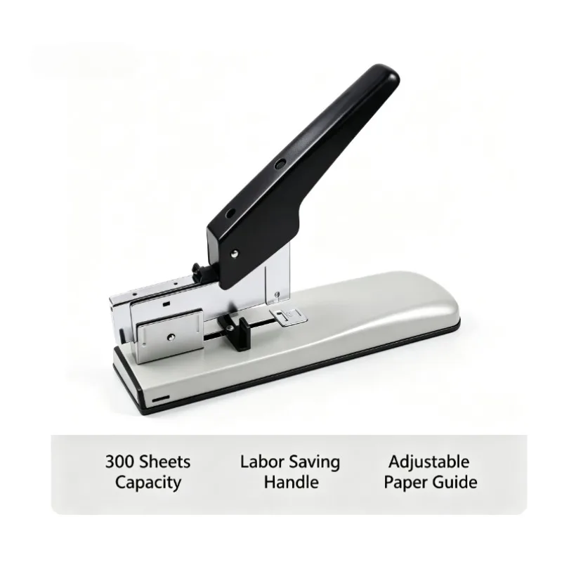 Heavy Duty Manual Stapler Labor Saving Thick Paper Binder, Up To 300 Sheets Large Capacity Office Desktop Stapling Tool