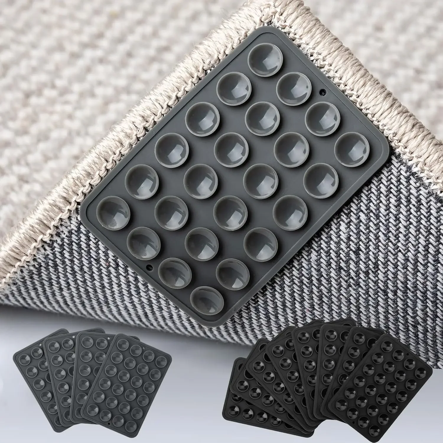 Reusable Carpet Anti-Slip Pads with Suckers Easy-to-Install Rug Grippers 1-16PCS Soft Silicone Prevent Slipping Shifting