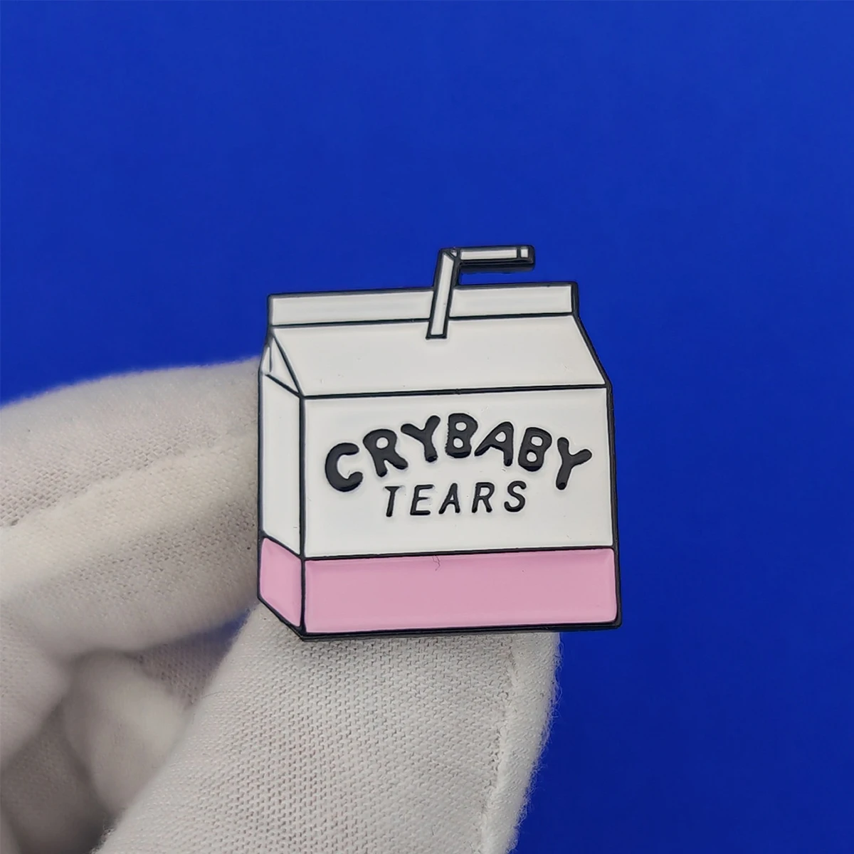 Catuni Creative Beverage Box Enamel Pin Brooch Funny Cry Baby Tears Lapel Lanyard Bag Badge Jewelry Accessories Gifts for Women