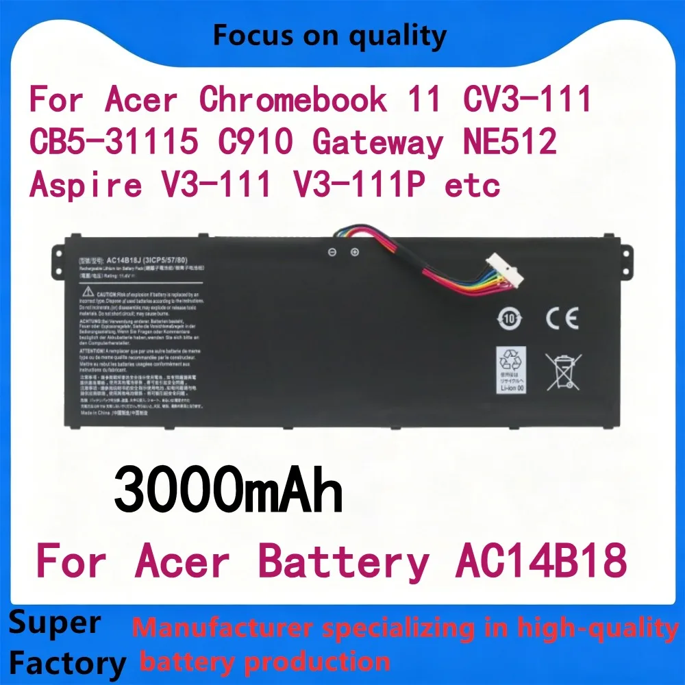 Safe Durable AC14B18J Battery for Acer MS2394 N15W4 ES1-111 Laptop