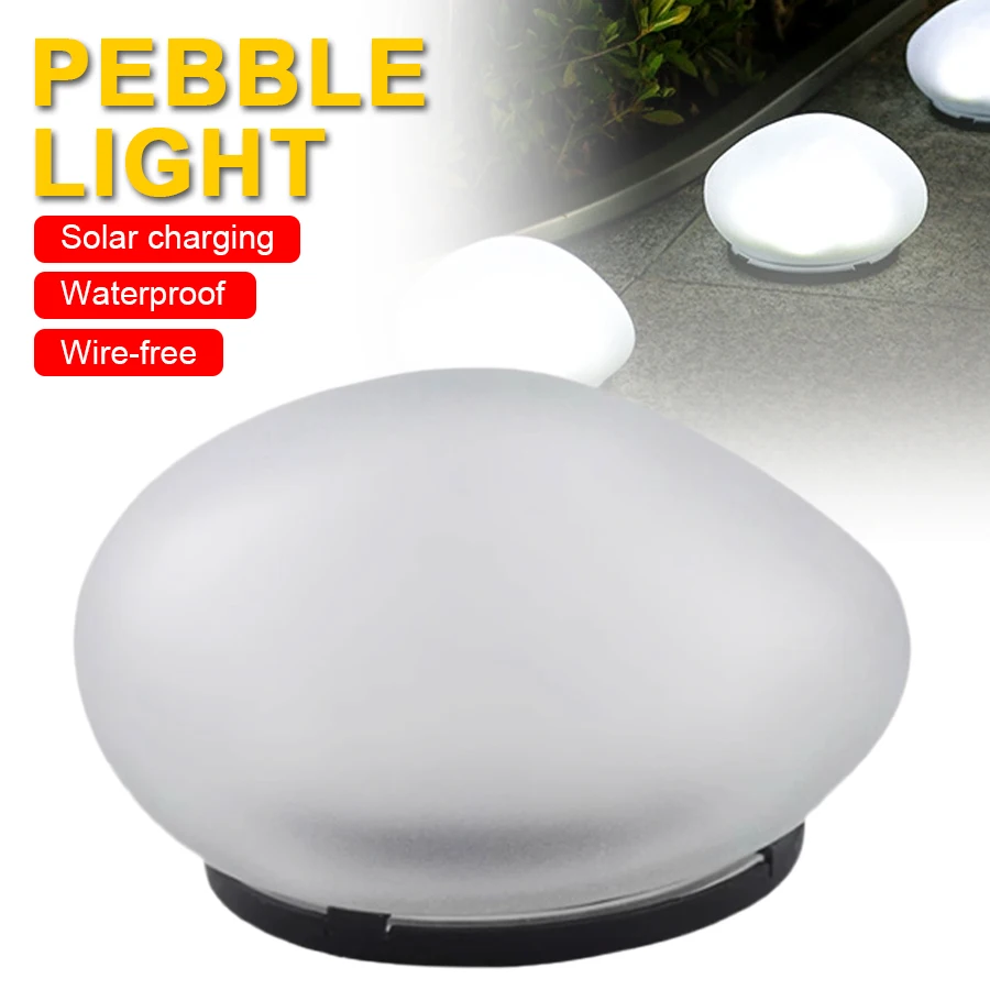 Solar Pebble Lights Outdoor Waterproof IP65, Decorative Garden Stone Lights for Pathway/Lawn/Yard, 8H Auto Lighting Solar Light