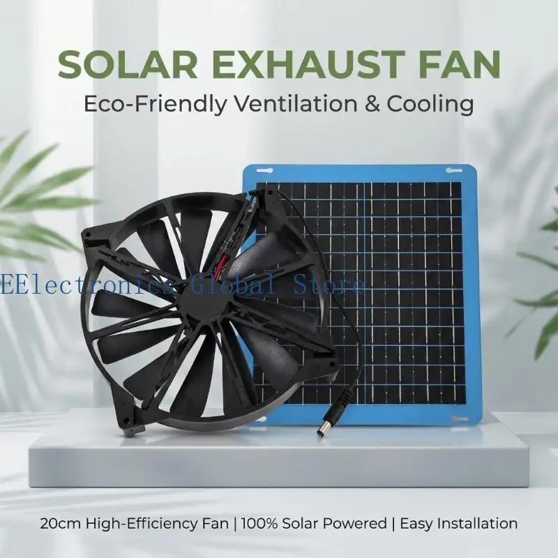 462B Solar Exhaust Fan Kit with 10W Panel and 12V Fan for Shed Cooling, Pet House Use and Small Enclosure Heat Exhaust Support