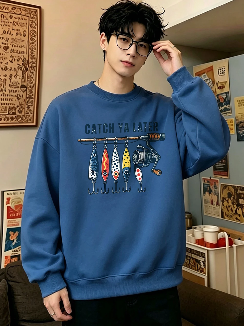 Catch You Later Prints Pullover Herren Basic Oversized Sweatshirts Jogging Casual Fleece Warmer Hoodie Winter Rundhalspullover Kleidung – Detail 18