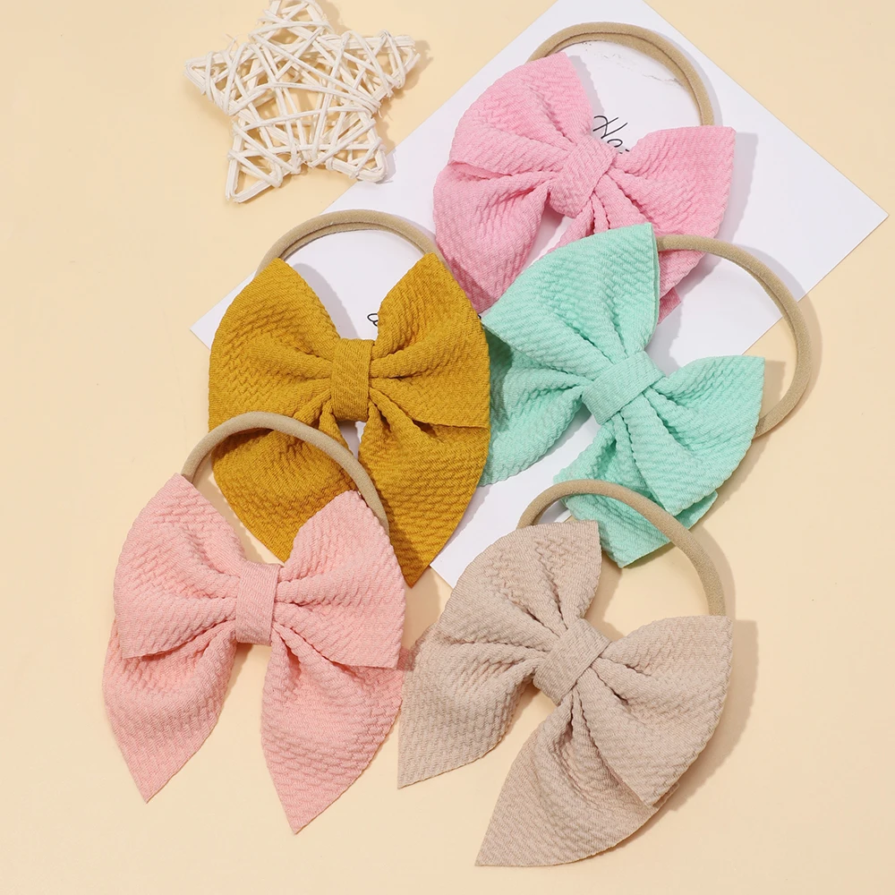 

36pc/lot 3.5" Solid Waffle Fabric Hair Bow Nylon Headband,Kids Waffle Bows Hair Clips Girls Hairpin Hair Accessories Wholesale