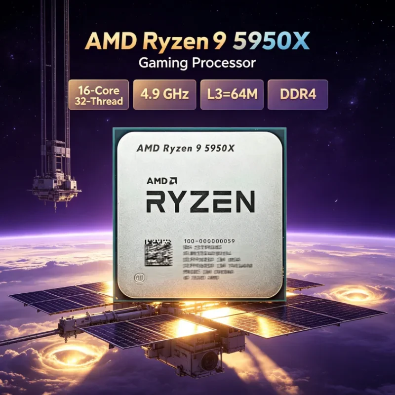 AMD Ryzen 9 5950X Socket AM4 16-Core 32-Thread Gaming CPU 105W UP to 4.9GHz L3=64M but without cooler 3.4 GHz DDR4