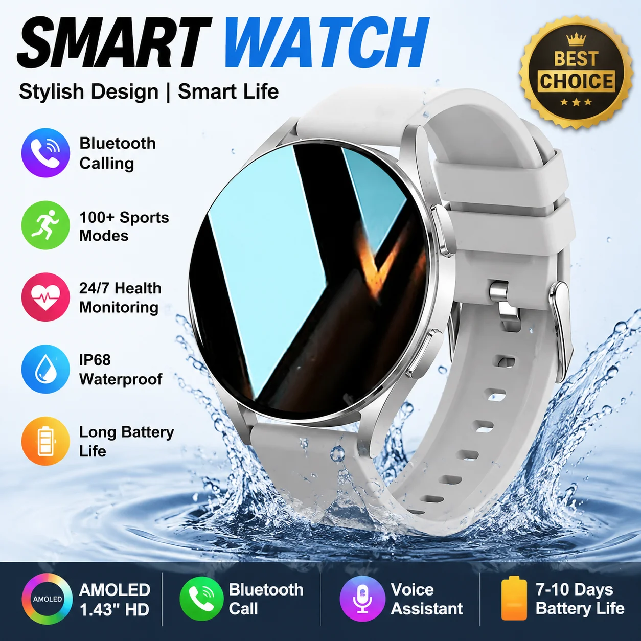 Bluetooth Smartwatch Men Women Phone Call Activity Tracker Health Monitor Step Counter Sleep Track Waterproof Digital Watch Ht22