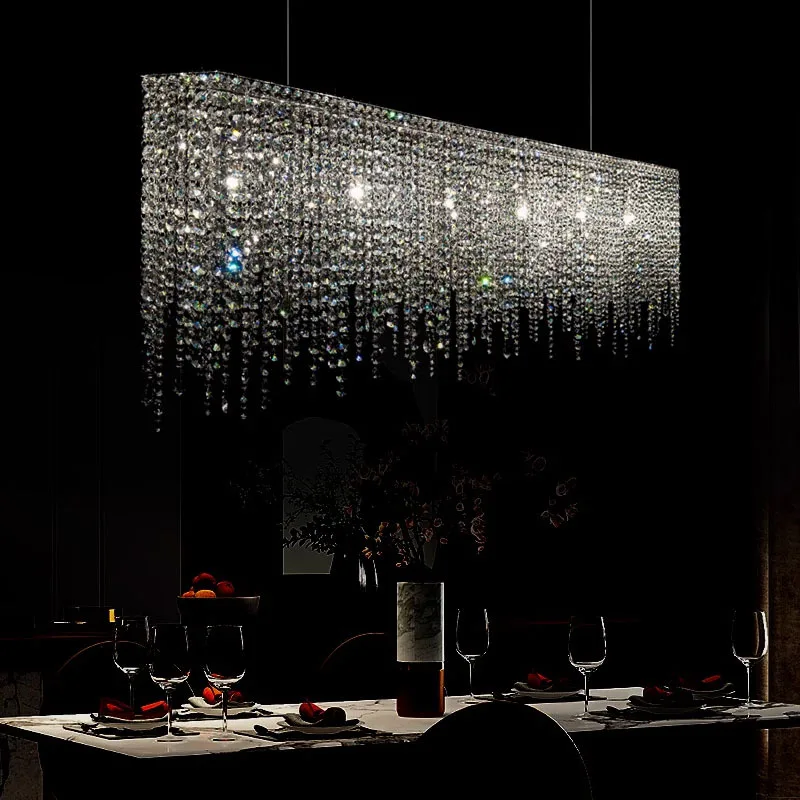 

Italian light luxury crystal chandelier, restaurant, dining table, living room, designer hotel