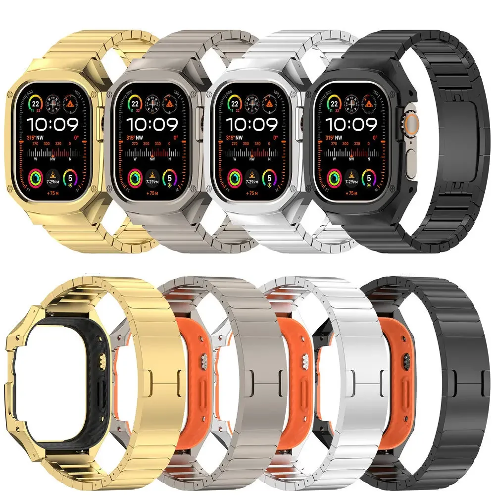 Modification Cover Strap For Apple Watch Ultra 2/Ultra 49mm AP Mod Kit Stainless Steel Bezel Armor Protective Case Band Bracelet