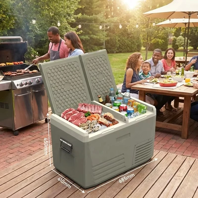 Low Power Consumption Electric Cooler Box Compressor Cooling Camping Car Fridge Refrigerator for Beach Vacation