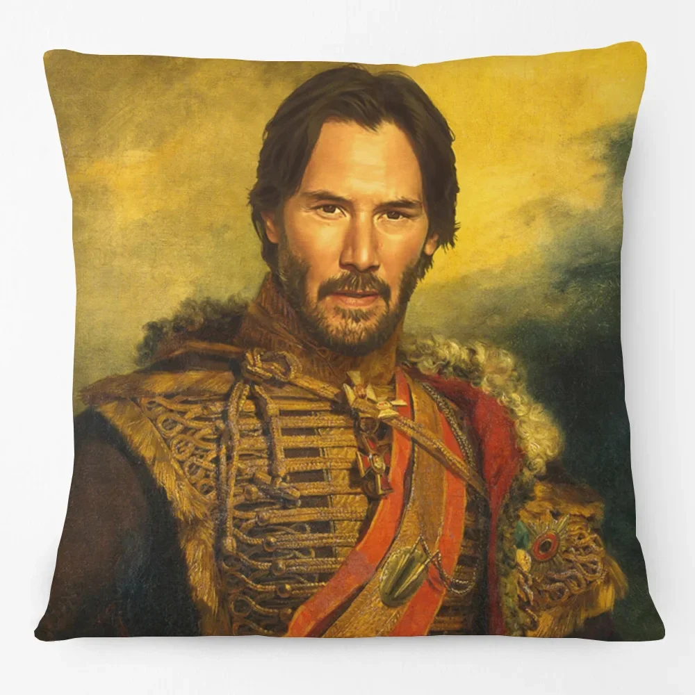 Nicolas Cage Bill Murray Joseph Biden Keanu Reeves Portraits Cushion Covers European Vintage Style Paintings Pillow Case