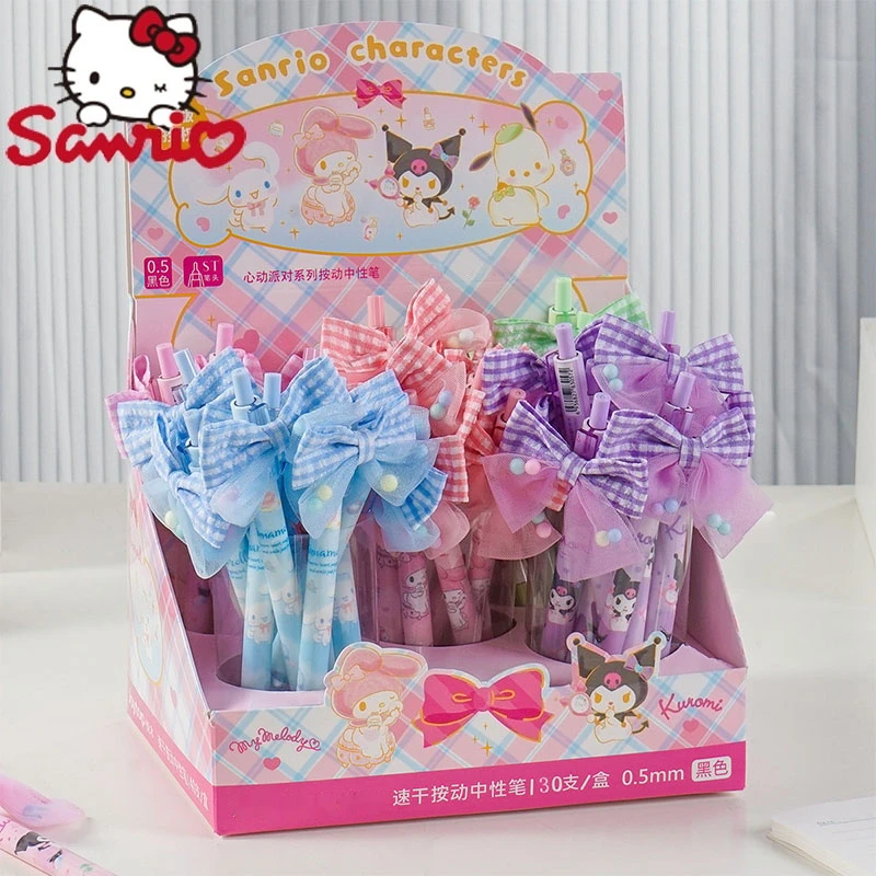 

Sanrio 15/30pcs Creative Cartoon Kawaii Heart Party Bow Shape Gel Pens School Students Learn Writing Stationery Gifts