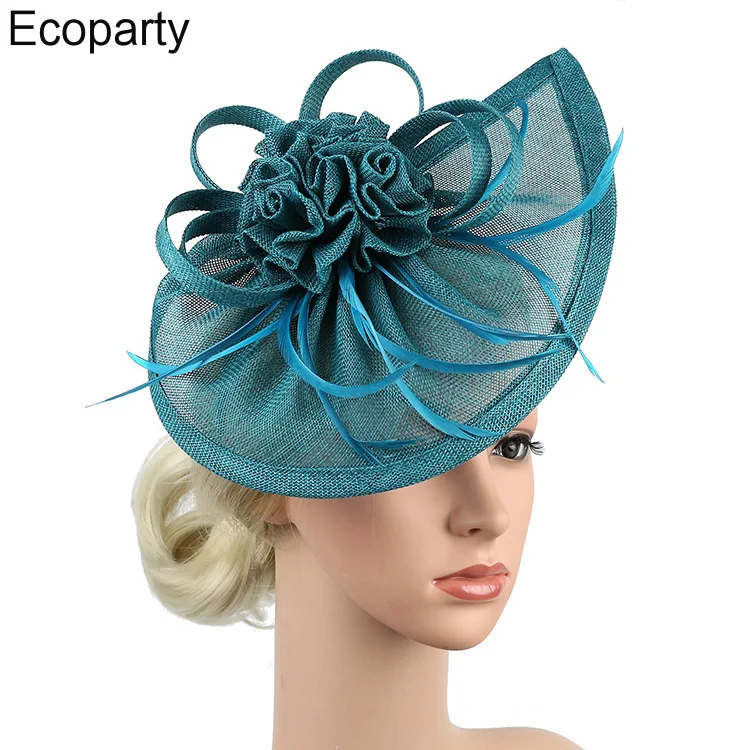 Imitation Hemp Flower Bridal Cheongsam Fashion Catwalk Net Gauze Celebrity Evening Dress Small Hat For Female Hair Accessories